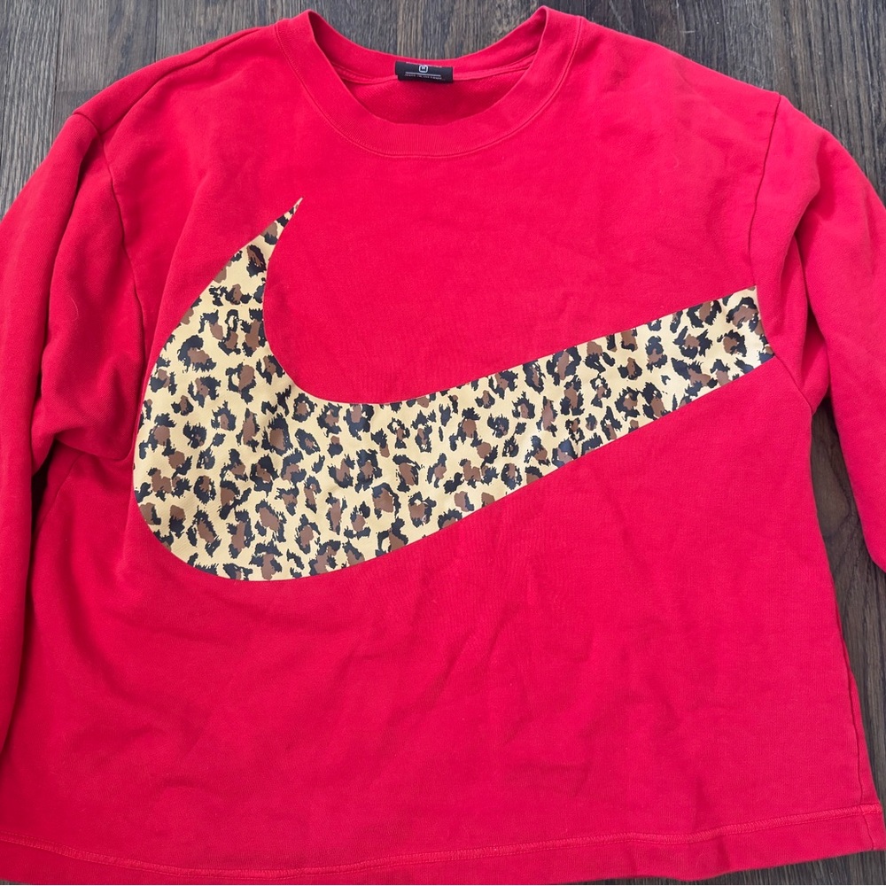 Nike Kids Red Leopard Print Logo Top